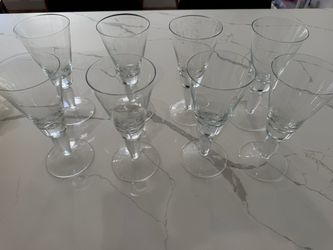 Matching Set of 14 Tall Glass Stemware Goblets and 10 Small Goblets