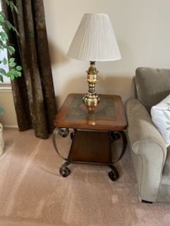Wood and Wrought Iron End Table