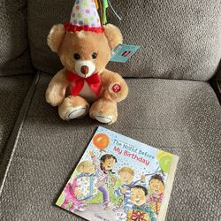 Happy Birthday plush musical bear with birthday book