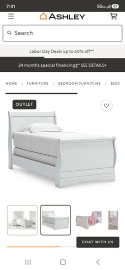 Ashley White Sleigh Bed Frame