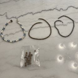 3 Necklaces and Bag of Beads 