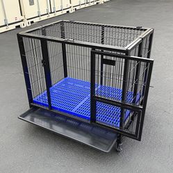 (New in Box) $150 Folding 37” Heavy Duty Dog Crate Cage Kennel, 37x25x33 inches