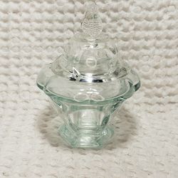 Vintage Avon Imperial Garden Emollient Bath Pearls Clear Glass Jar w/Lid  empty.  