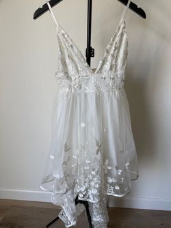 White Floral Embroidered Tulle Mini Dress