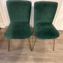 Moving Sale - Set Of 2 Green Dining Chairs With Option To Purchase Table