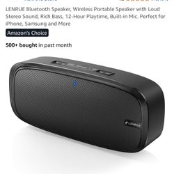 LENRUE Bluetooth Speaker, Wireless Portable Speaker with Loud Stereo Sound, Rich Bass