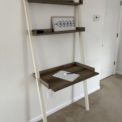 Wood Leaning Shelf Desk