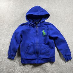 POLO Ralph Lauren Hoodie Youth Boys Size 6 Blue Sweatshirt Big Pony Logo #2B