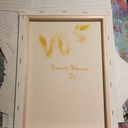 Abstract Geometric Yellow Painting on Canvas