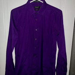 Milani Mens Purple Slim Fit Dress Shirt Size Medium 