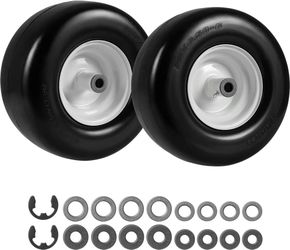 Slickblue 13 x 6.50-6 inch Flat Free Lawn Mower Tires with Wheels Solid Rubber No-Puncture Tires
