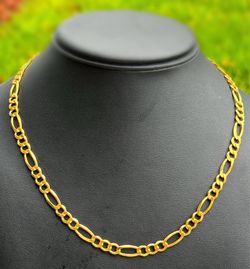 Vintage Jewelry .925 sterling silver Figaro link chain necklace gold plated 20.00” 5.70mm