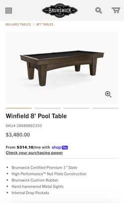 Burnswick Winfield 8' Pool Table with table tennis