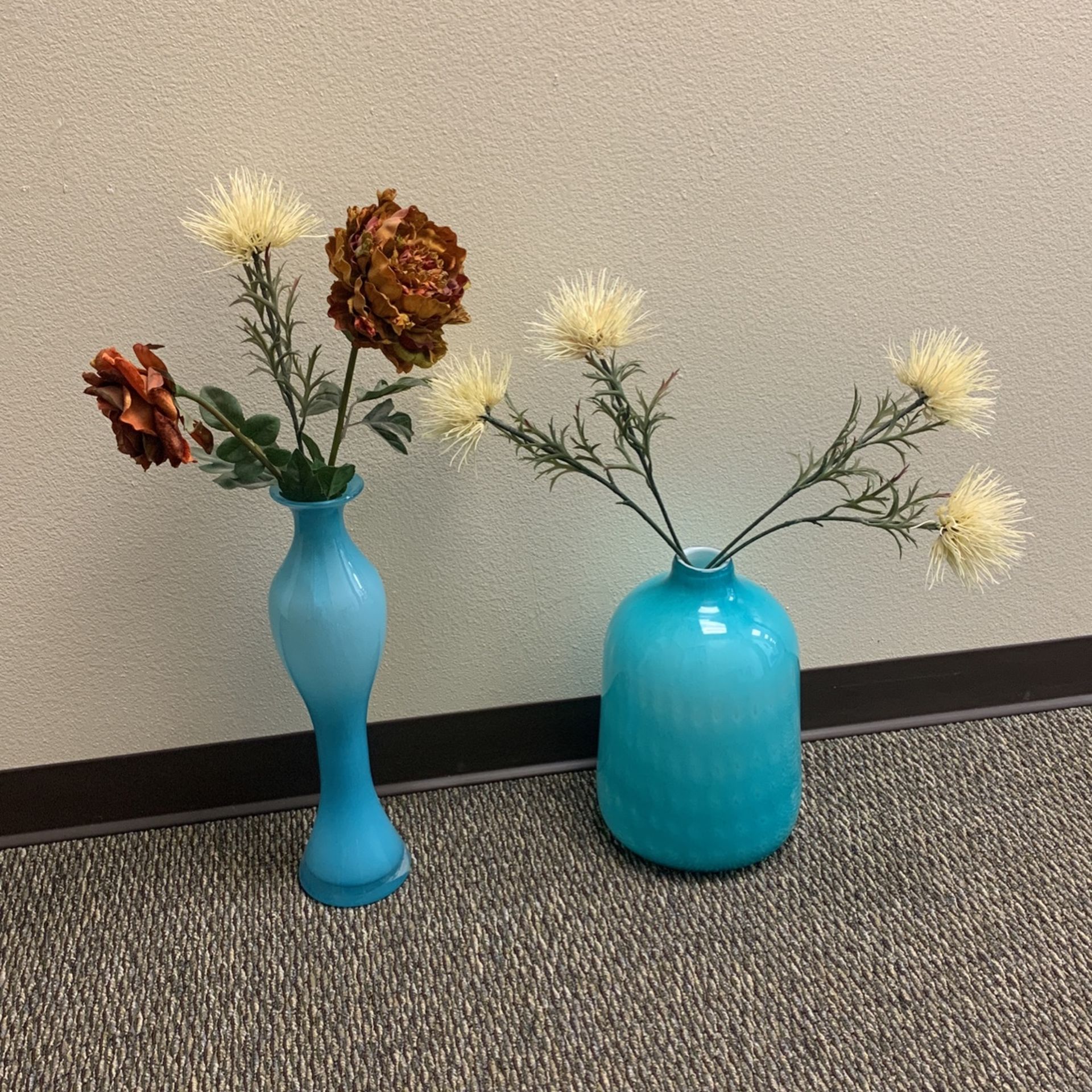 Ceramic  Vases With Flowers (set)