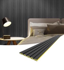 Art3d Slat Wall Panels, WPC Soundproof 3D Wall Paneling for Interior Wall Decor, TV Background, 8-Pack 96 x 6 in. Black