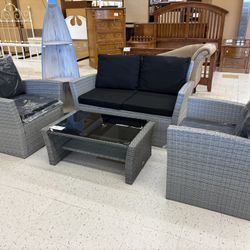 Brand New 4 Piece Gray Outdoor Patio Set