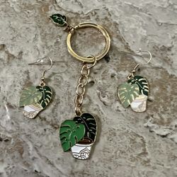 Plant Key Chain & Matching Plant Earrings