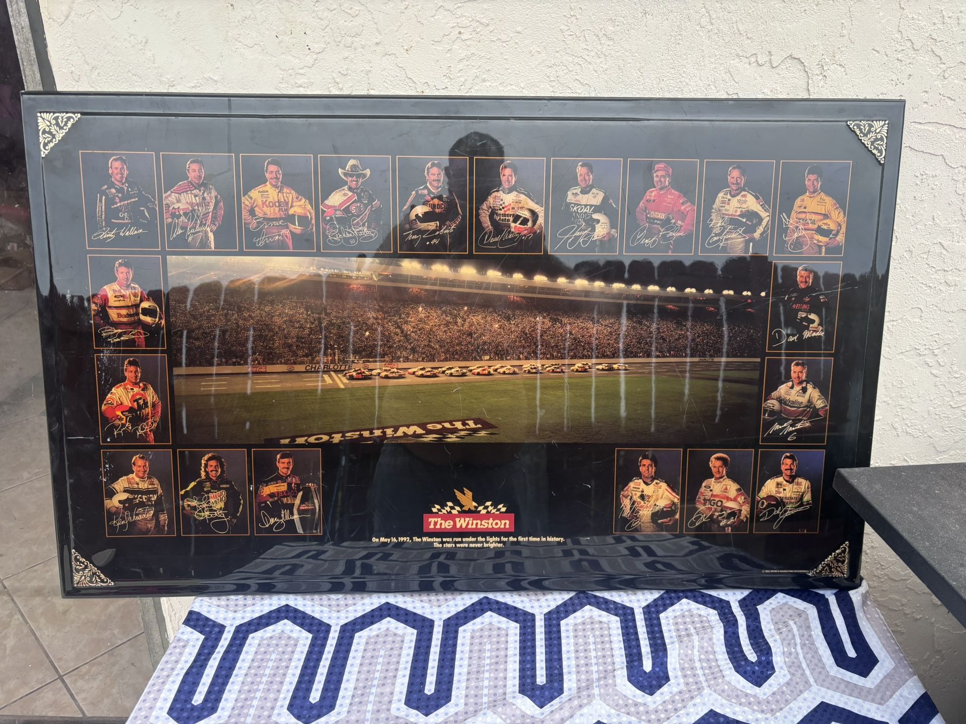 VTG 1992 Sports Marketing Enterprise. The Winston Car Racing Poster Wooden Frame