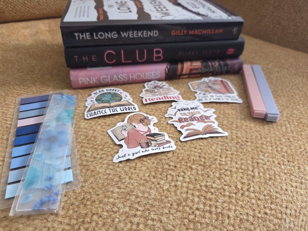 3 Book Lot with stickers, booktabs, bookmark,  book highlighters