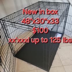 Brand New 48" Xxl'XXL Dog Crate  Up To 125 Lbs 2 Doors With Tray $100  Folding Dog Cage Animal Kennel Jaula De Mascota/ Add A 48" Crate Bed $20 