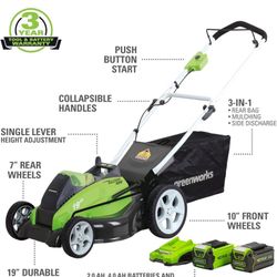 Lawn Tools- Greenworks Electric Lawnmower & trimmer/edger