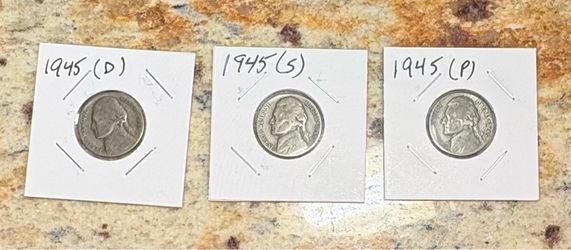 1945 war nickels - $21 for all 3