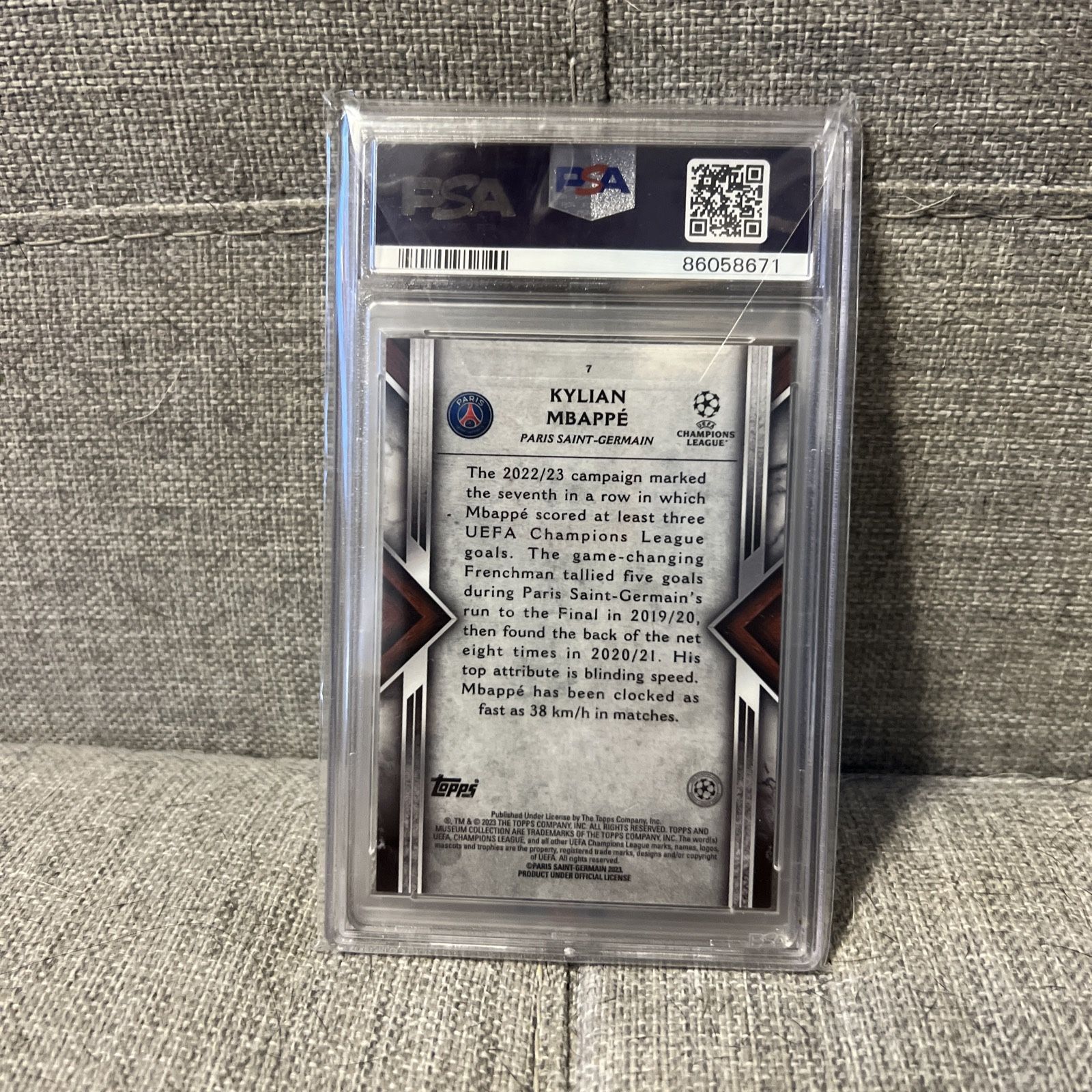 Topps Museum Collection Sapphire Kylian Mbappe PSA9