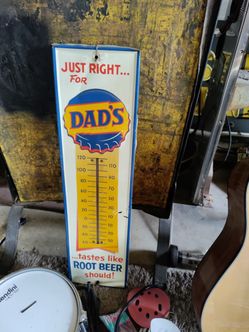 Vintage Dads Root beer Tin Litho Thermometer