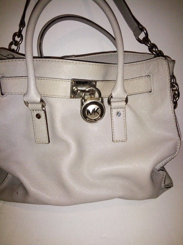 Authentic Michael Khors Gray Leather Large Shoulder Bag