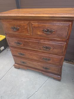 WOOD DRESSER  38 WIDTH  41 HIGHT vintage w wheels Good Condition