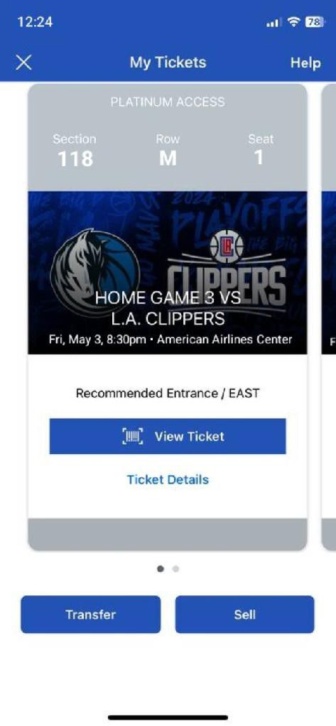LA Clippers at Dallas Mavericks Fri May 3 Section 118 just $240/each