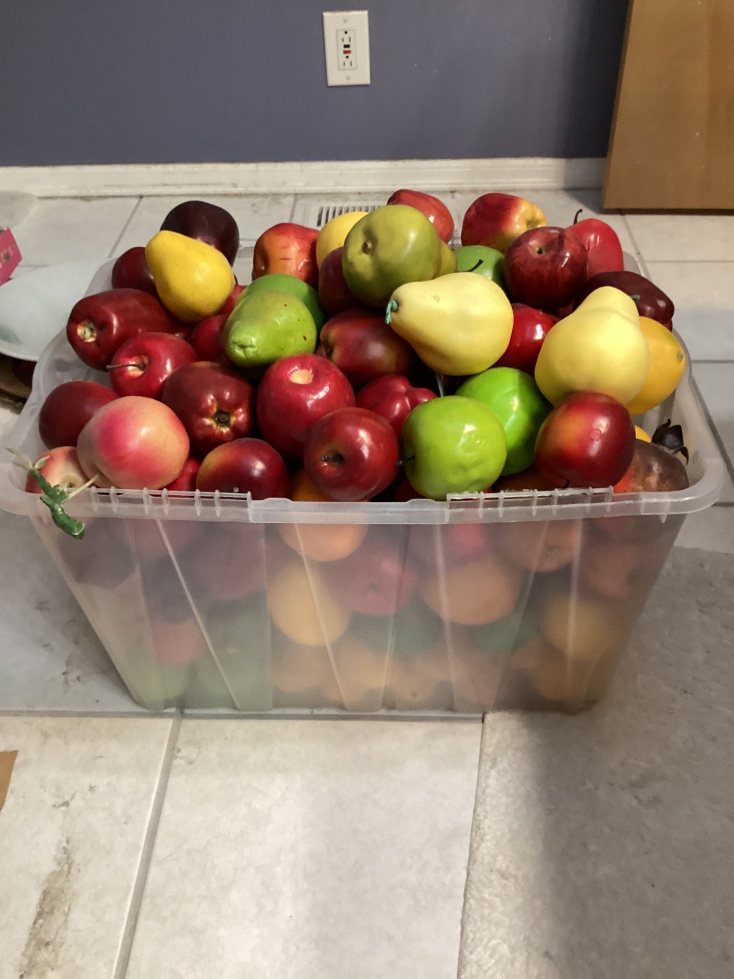 Huge Tote Of Faux Apples And Some Pears For Decor Or Crafting 