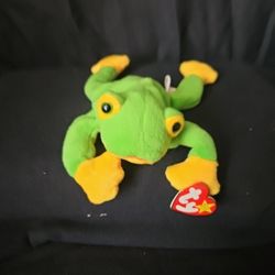 RARE RETIRED 1997 TY BEANIE BABY SMOOCHY THE FROG WITH PE PELLETS/TAG ERRORS