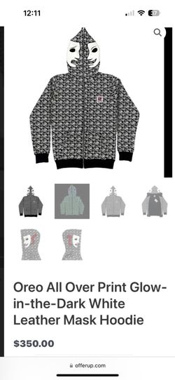 Oreo All Over Print Glow-in-the-Dark White Leather Mask Hoodie