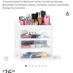 WARENOON Cosmetic Makeup Organizer Makeup Organizer With 3 Drawers, Great For Bathroom Vanity Countertop Storage Box,Holder For Brushes, Lotions, Cosm