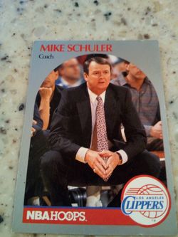 Vintage 1990 nba hoops basketball/ Mike Schuyler( coach) Los Angeles clippers/ card # 316