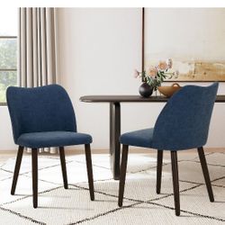 COLAMY Upholstered Dining Chairs Set of 2, Modern PU Leather Dining Room Kitchen Side Chair with Padded Seat and Wood Legs Restaurant/Cafe, Blue

New 