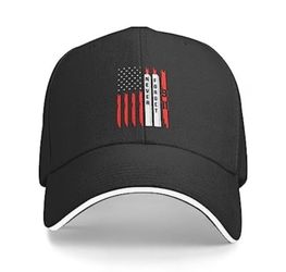 9/11 Never Forget baseball cap. Black denim fabric with adjustable strap.
