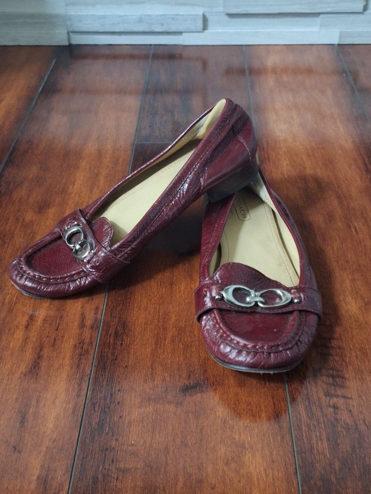 Coach Ruby Red Eloise Signature Flats Loafers Shoes Size 6.5