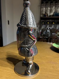 Chrome Metal Gnome Figurine Statue