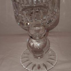 ONE VINTAGE clear crystal heavy glass candle holder $5