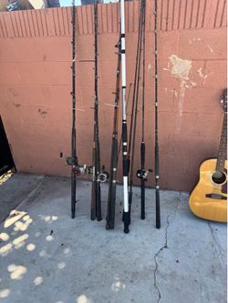 14 pieces Fisching  rods and 6 reels
