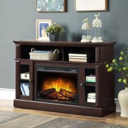 High boy tv stand entertainment center up to 55” with electric fireplace - NEW