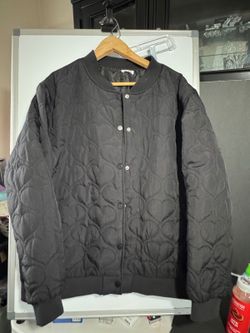 I BELIEVE Black Quilted Bomber Jacket Size 2XL