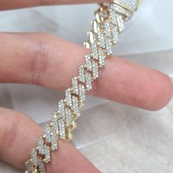 Cuban Bracelet Ice Style 14k Solid Gold