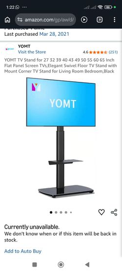 Tv Stand for 27 32 39 40 43 49 50 55 60 65 Inch Flat Panel Screen TVs,Elegant Swivel Floor TV Stand with Mount Corner TV Stand for Livi