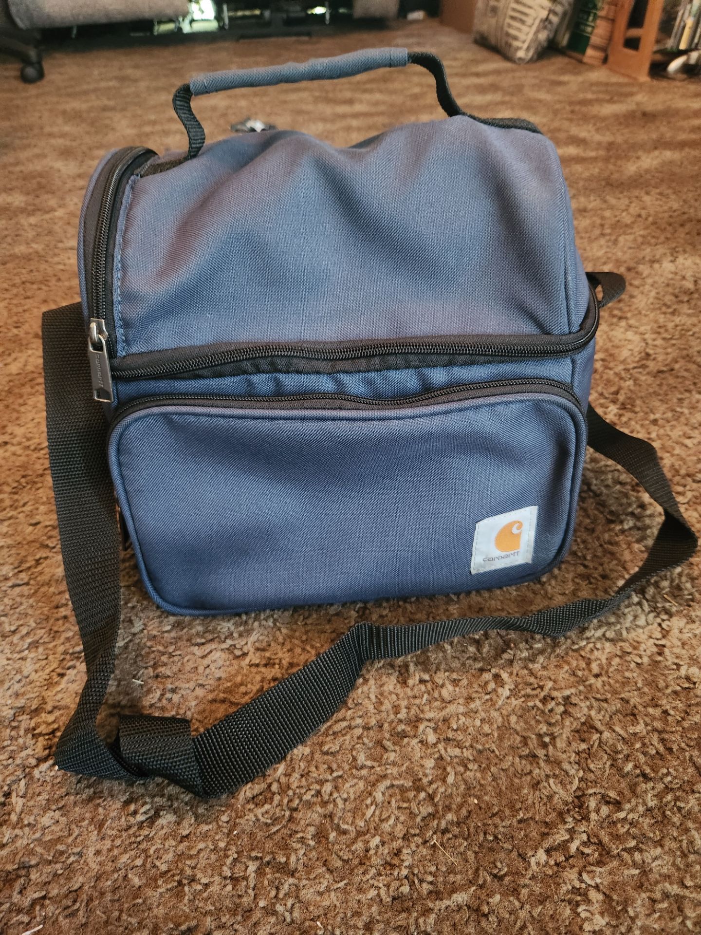 Carhartt Navy Blue 12 Can Insulated Two Compartment Insulated Lunch Box Cooler
