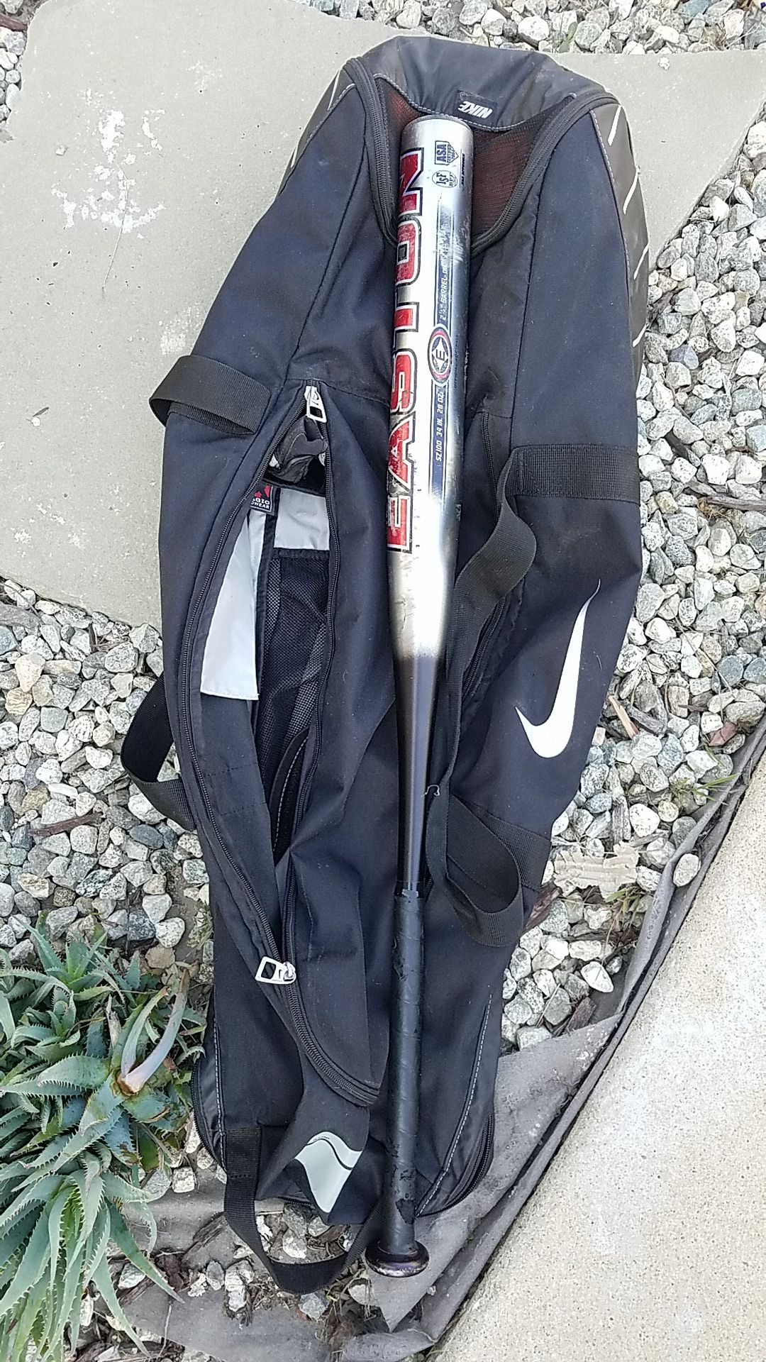 Metal baseball/softball bat and bag