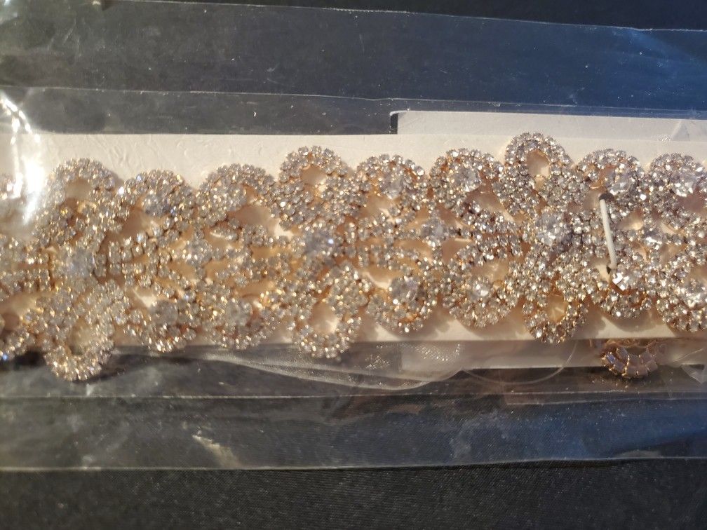 Rose Gold Crystal Sash Belt Formal Bridal Bridesmaid Accessory