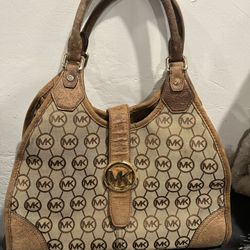 vintage Michael Kors Signature Monogram Hobo Bag